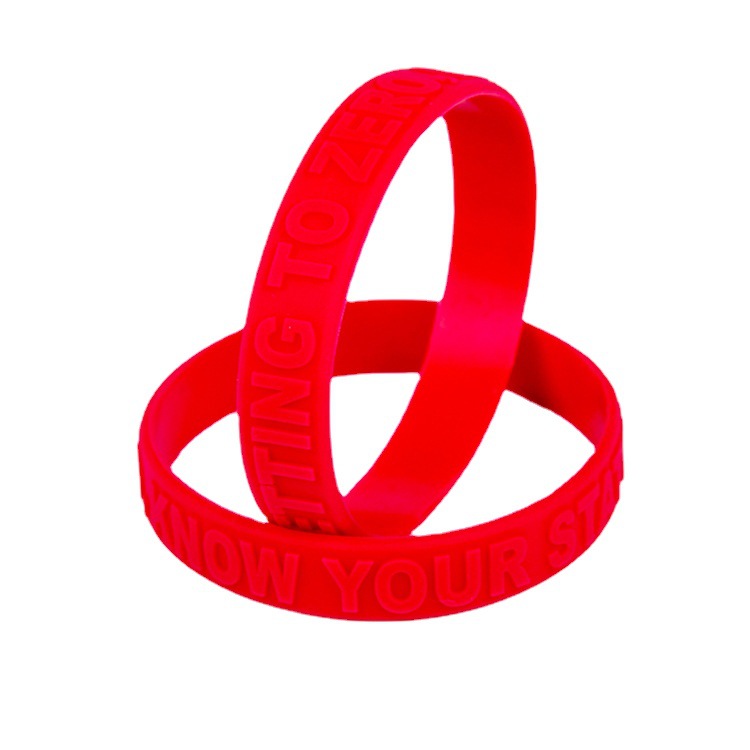 专业厂销硅胶手环凸字logo印刷凹字硅胶手环腕带混红色时尚手腕带