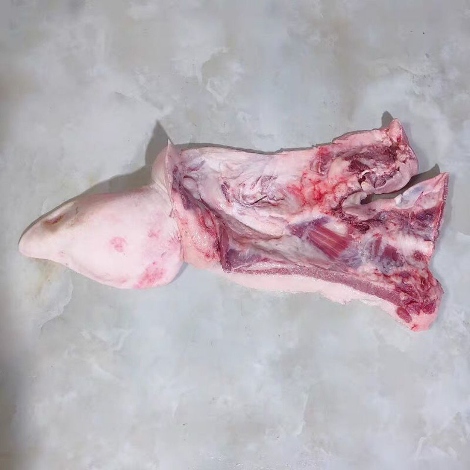 新鲜猪肉去骨猪头皮人家土猪面肉猪头肉连猪耳朵3--5斤如图片
