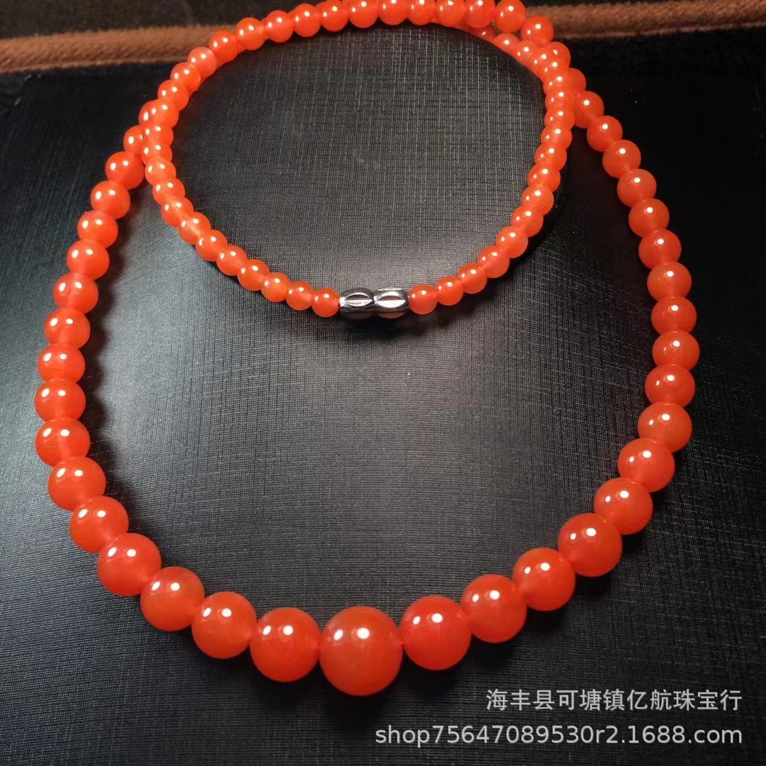 天然南红项链凉山樱桃红项链南红塔链高级南红项链母亲节礼物批发