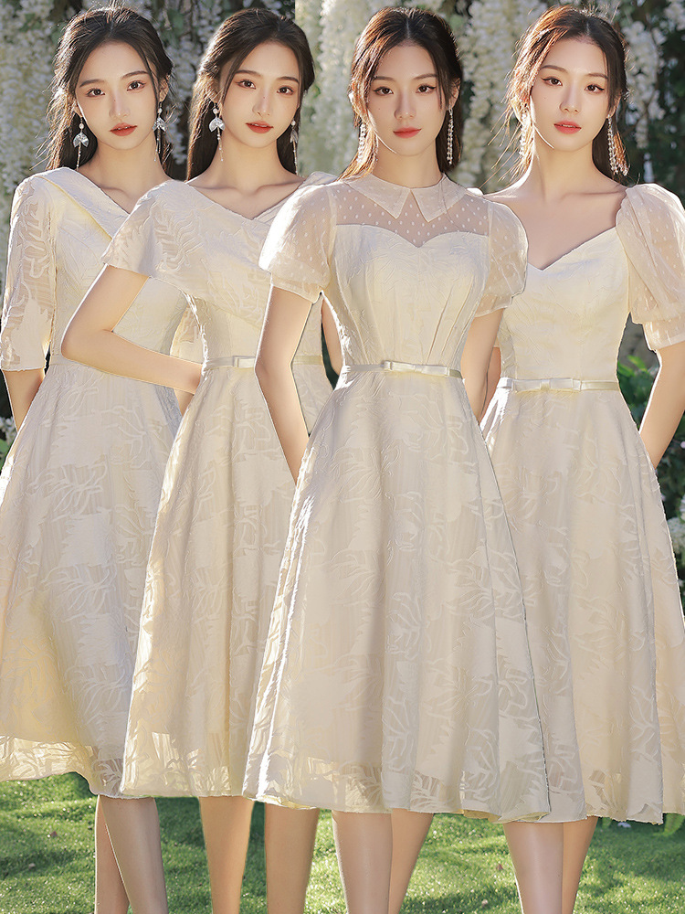 香槟色伴娘服夏季2022年新款姐妹团礼服裙女平时可穿小个子高级感