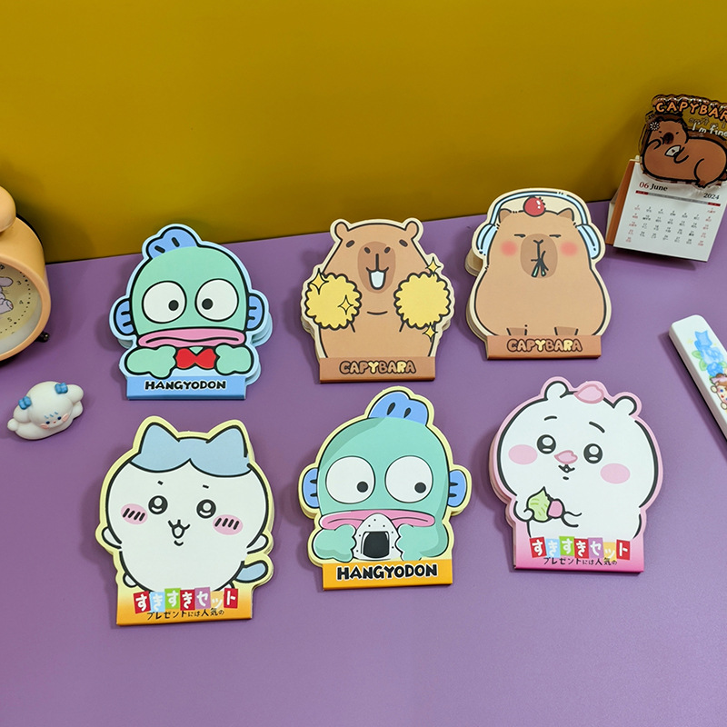 创意卡皮巴拉吉伊卡哇卡通头造型胶装便签本学生异形留言便签纸