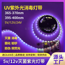 紫外线消毒灯条12V紫色紫光5050滴幼儿园胶水软灯条荧光5v