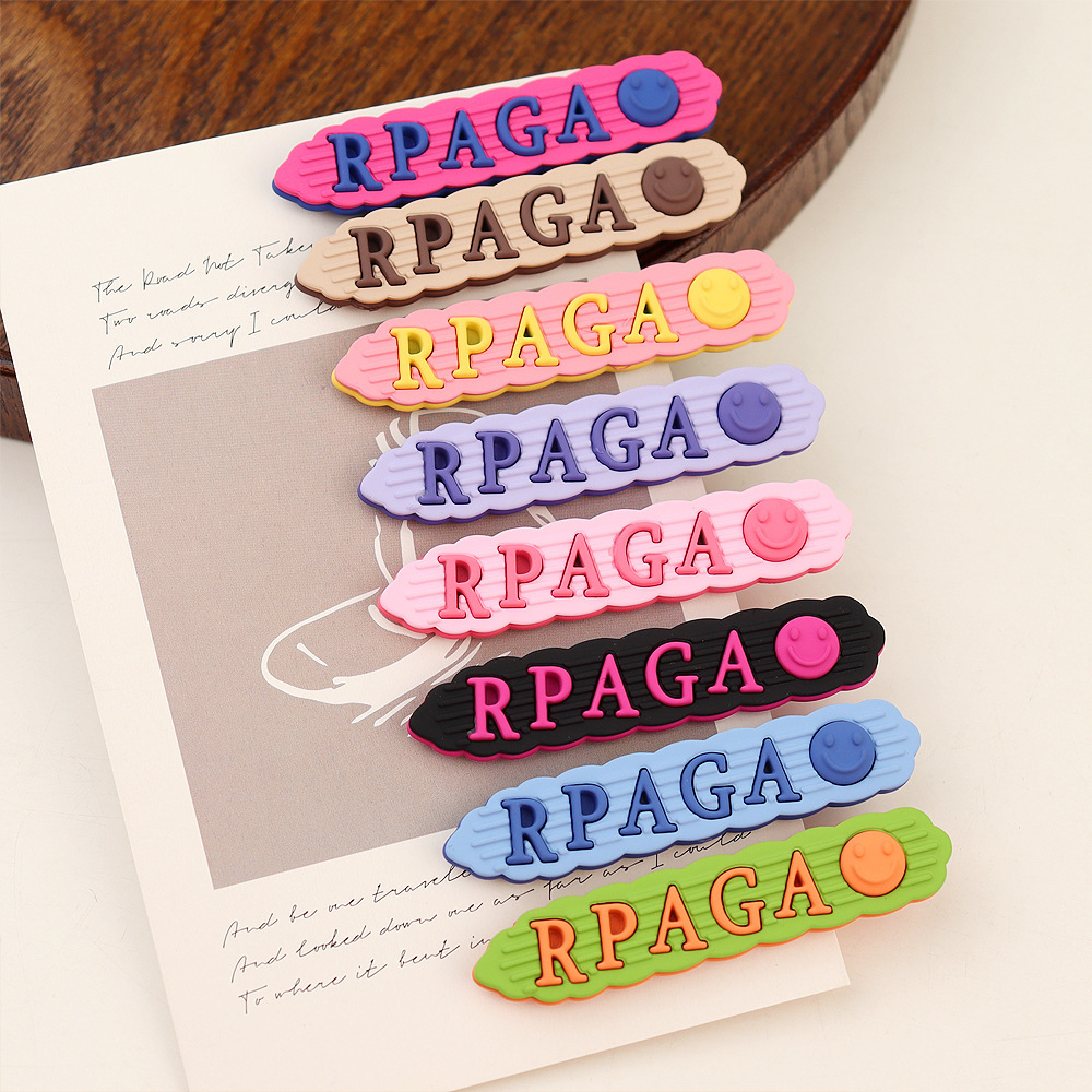 23 New Candy Color Cute Personality Creative Text Hairpin Side Fringe Hairpin Soft and Adorable Duckbill Clip Top Clip