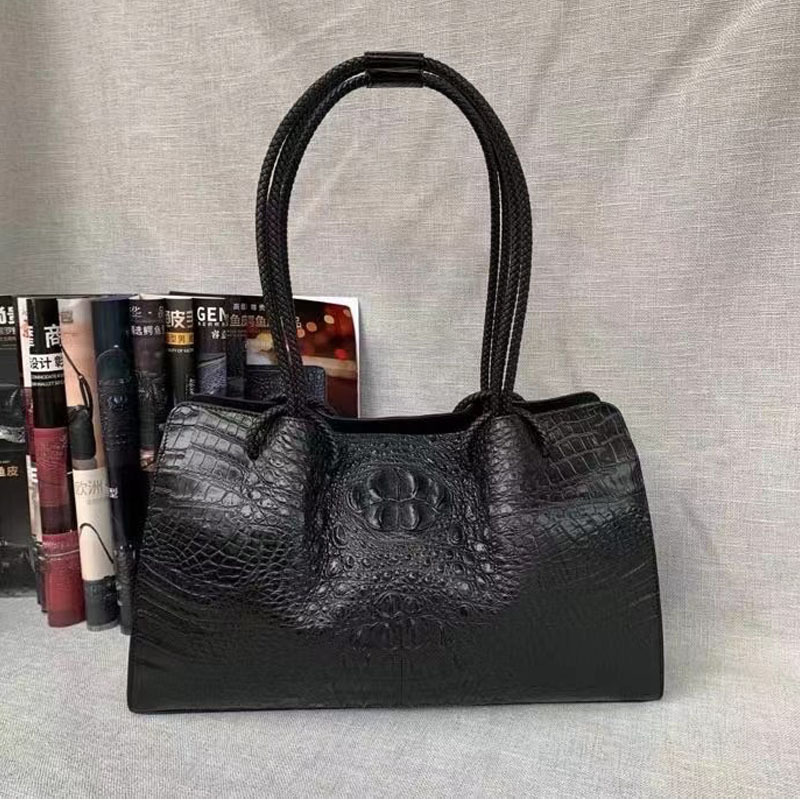 2021泰国鳄鱼皮背骨皮女士手提包时尚休闲购物袋潮流真鳄头骨女包