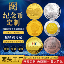 金属纪念币定制纯金银币周年庆景区纪念品徽章批发合金纪念章定做