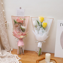 母亲节多支花束包装袋鲜花包装纸单支玫瑰花玻璃包装花艺diy材料
