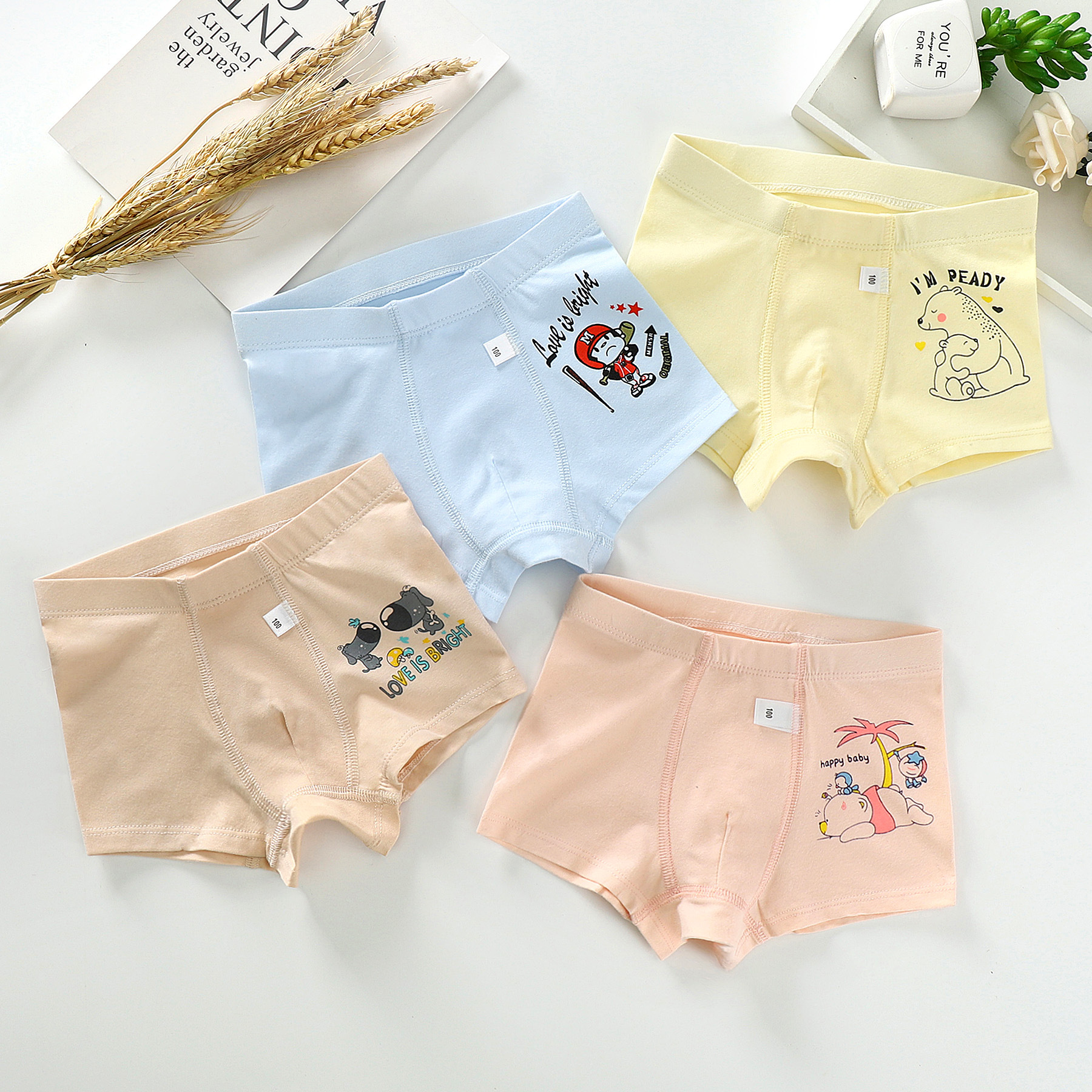 儿童内裤纯棉男童女童可爱宝宝平角女孩男孩全棉新款厂家批发