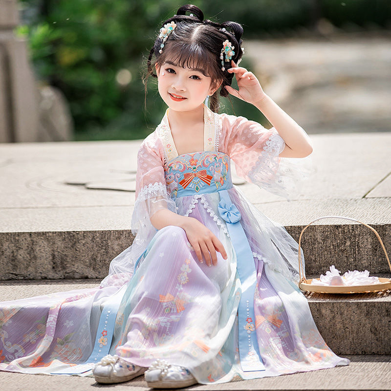 女童汉服中国风超仙夏装连衣裙女孩2022新款断袖古风儿童古装夏季
