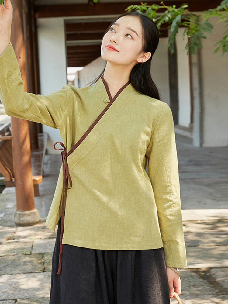 亚麻唐装女中国风女装春装禅意茶服禅服佛系衣服年轻款21619