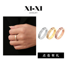 厂家直销两排钻戒指 欧美时尚不锈钢指环 女士镶钻满天星钛钢戒指