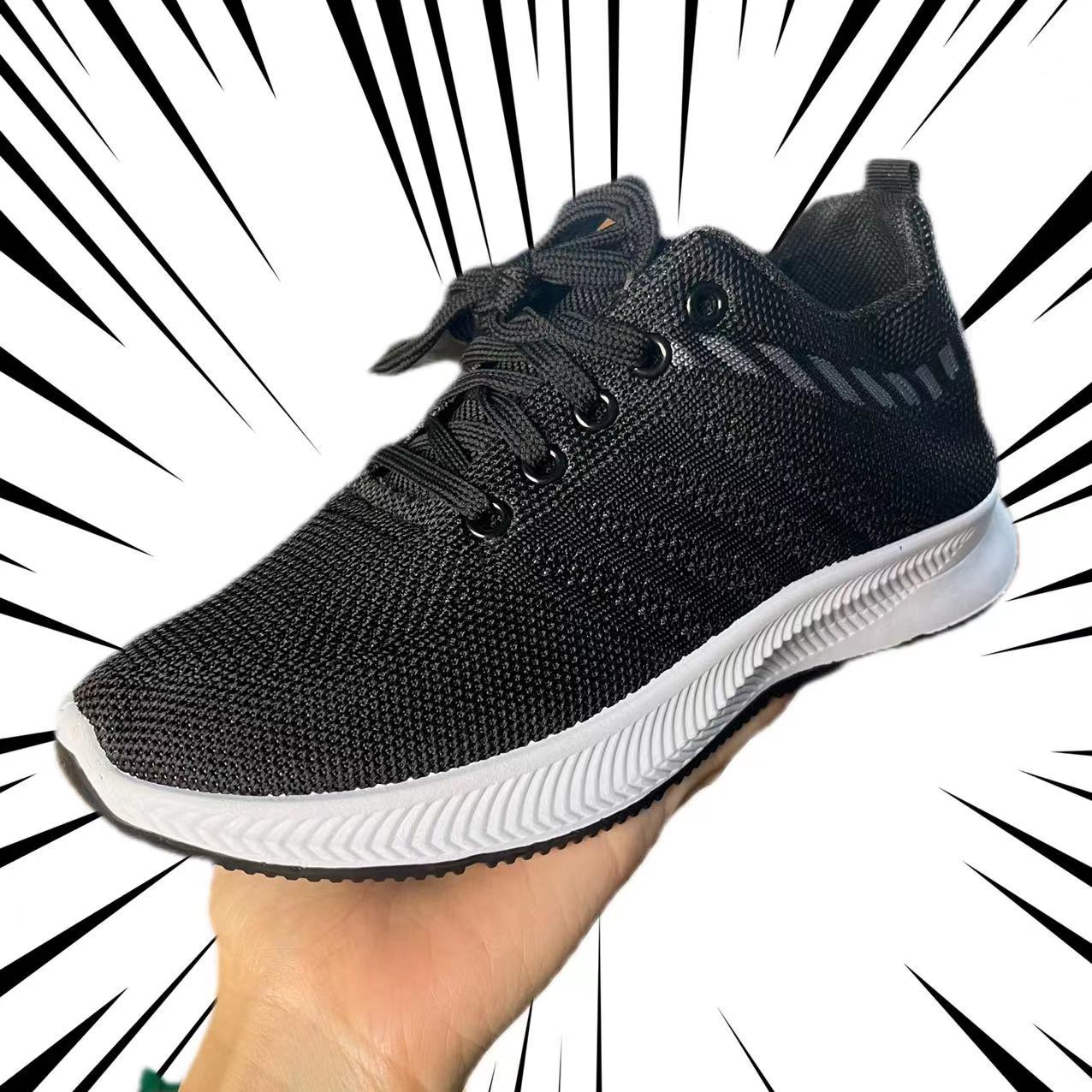 One Piece Dropshipping Men's Real Flying Woven Lace-up Shoes Thick Sole Lightweight Breathable Men's Sneaker Old Beijing Cloth Shoes