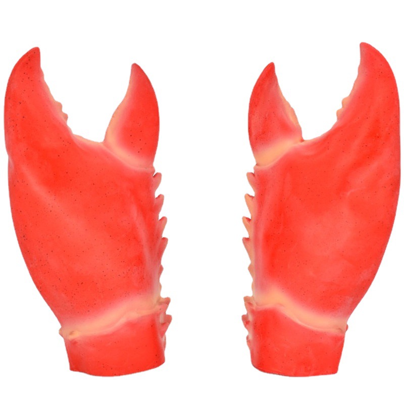 红色螃蟹爪子手套小龙虾面具乳胶头套钳子蟹爪万圣节搞笑装扮mask