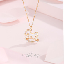 原创设计925银贝母独角兽项链小众设计高级感礼物甜美气质锁骨链