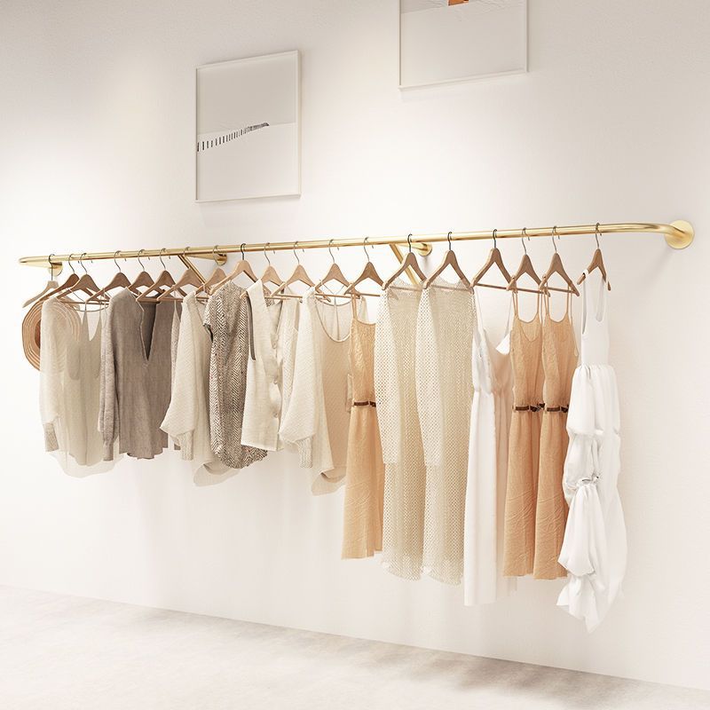 墙上衣架服装店展示壁挂式侧挂货金色挂子陈列创意服装独立站跨境