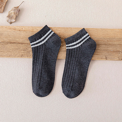 Classic Men's Screw Type Parallel Bars Short Socks Spring and Summer New Solid Color Casual and Comfortable Drawstring Boat Socks Men's Cotton Socks