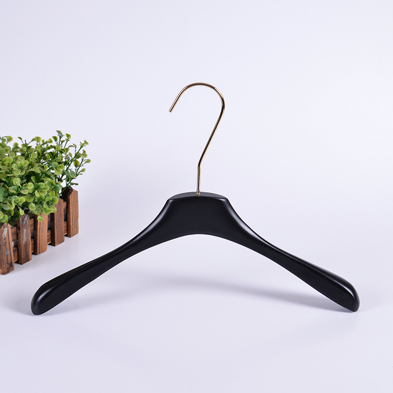 Korean Clothing Store Women's Clothes Hanger High-Profile Figure Solid Wood Hanger Cream White Stoving Varnish Black Wooden Clothes Hanger Trouser Press