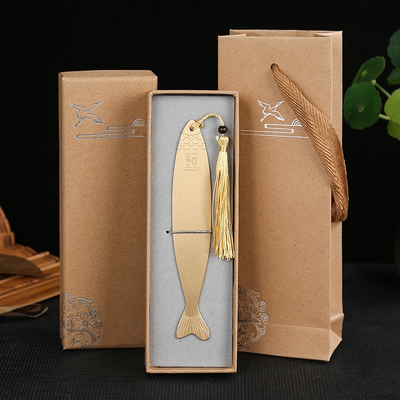 鱼笺黄铜书签古典中国风创意学生用文创金属书签礼物diy