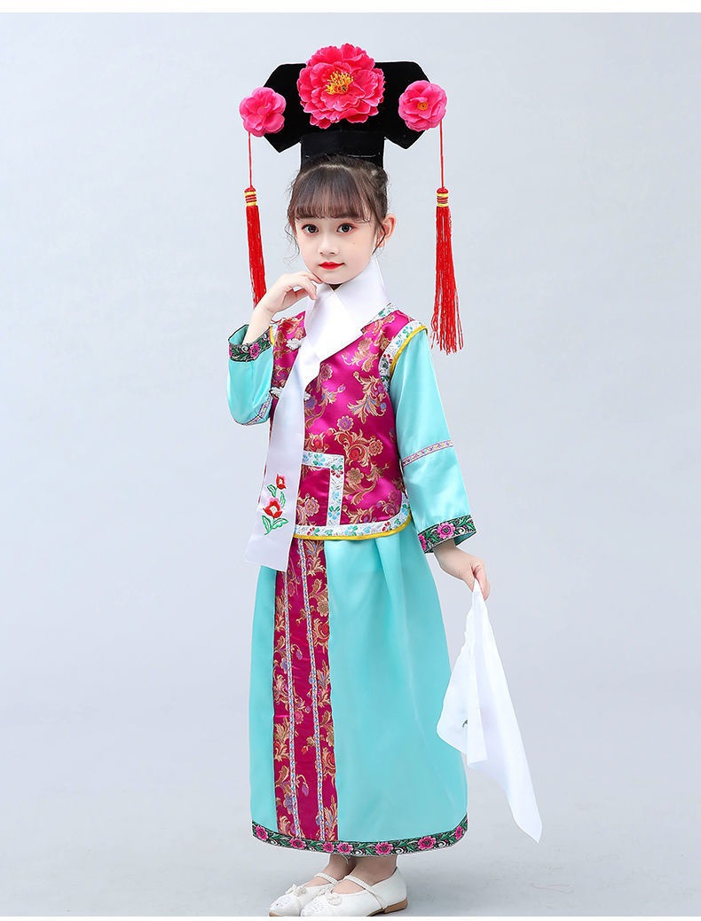 儿童格格服满族服装清朝贵妃宫廷公主还珠格格女童古装女演出服夏