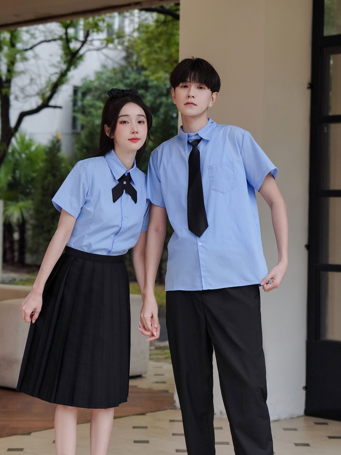 蓝色毕业班服学院风初高中生韩版运动会毕业照校服套装合唱演出服