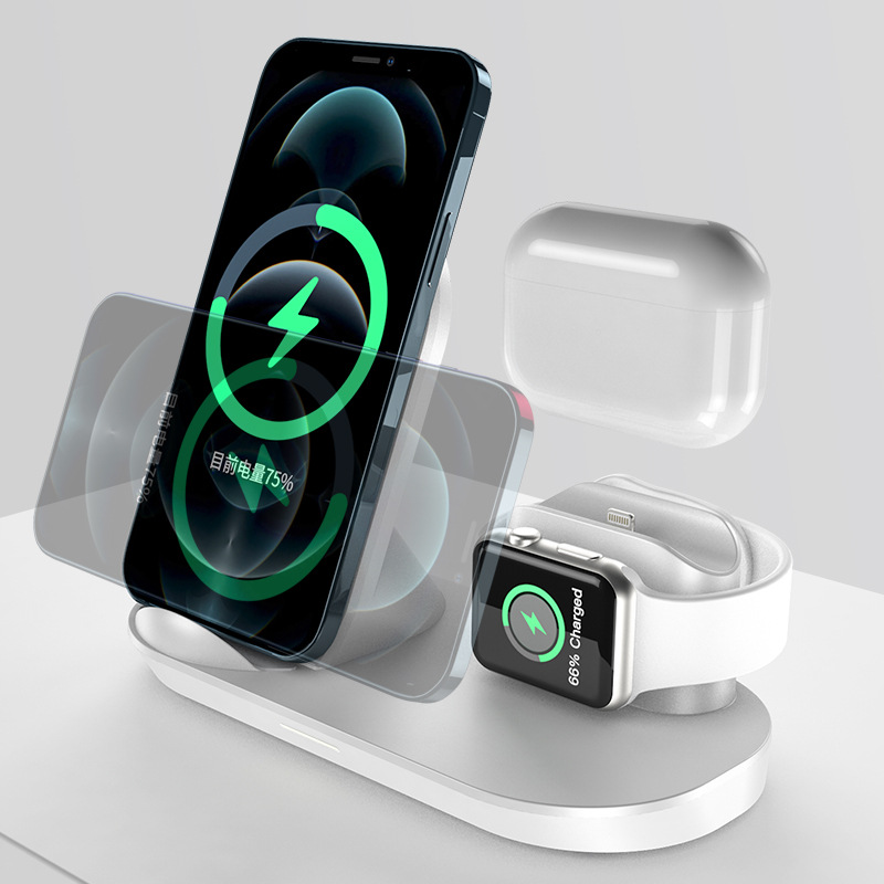 Wireless Charger Three-in-One Multifunctional Vertical Applicable Apple Watch Earphone Cellphone Wireless Fast Charging Manufacturer
