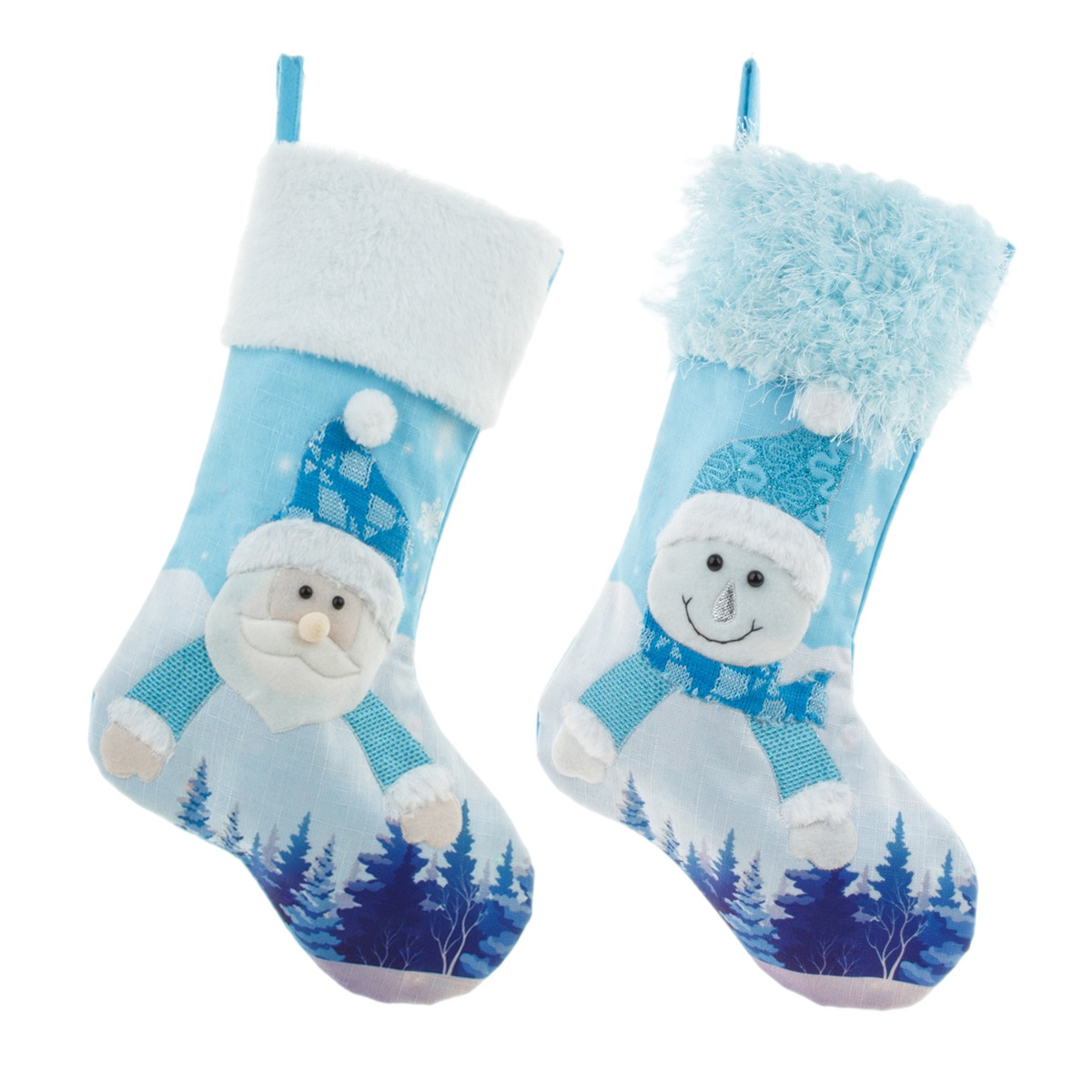 Christmas Stockings Light-Emitting Christmas Stockings Blue Elderly Snowman Embroidery Large with Light Gift Bag Christmas Gift Socks