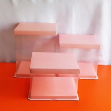 批发21烘焙生日蛋糕包装礼盒粉色芭比甜品盒6-12现货欧式烫