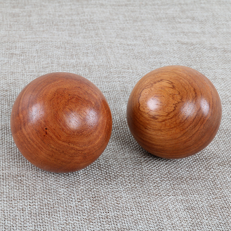 实木健身球手球 一对 中老年人 活络保健球 花梨木实心按摩球把玩