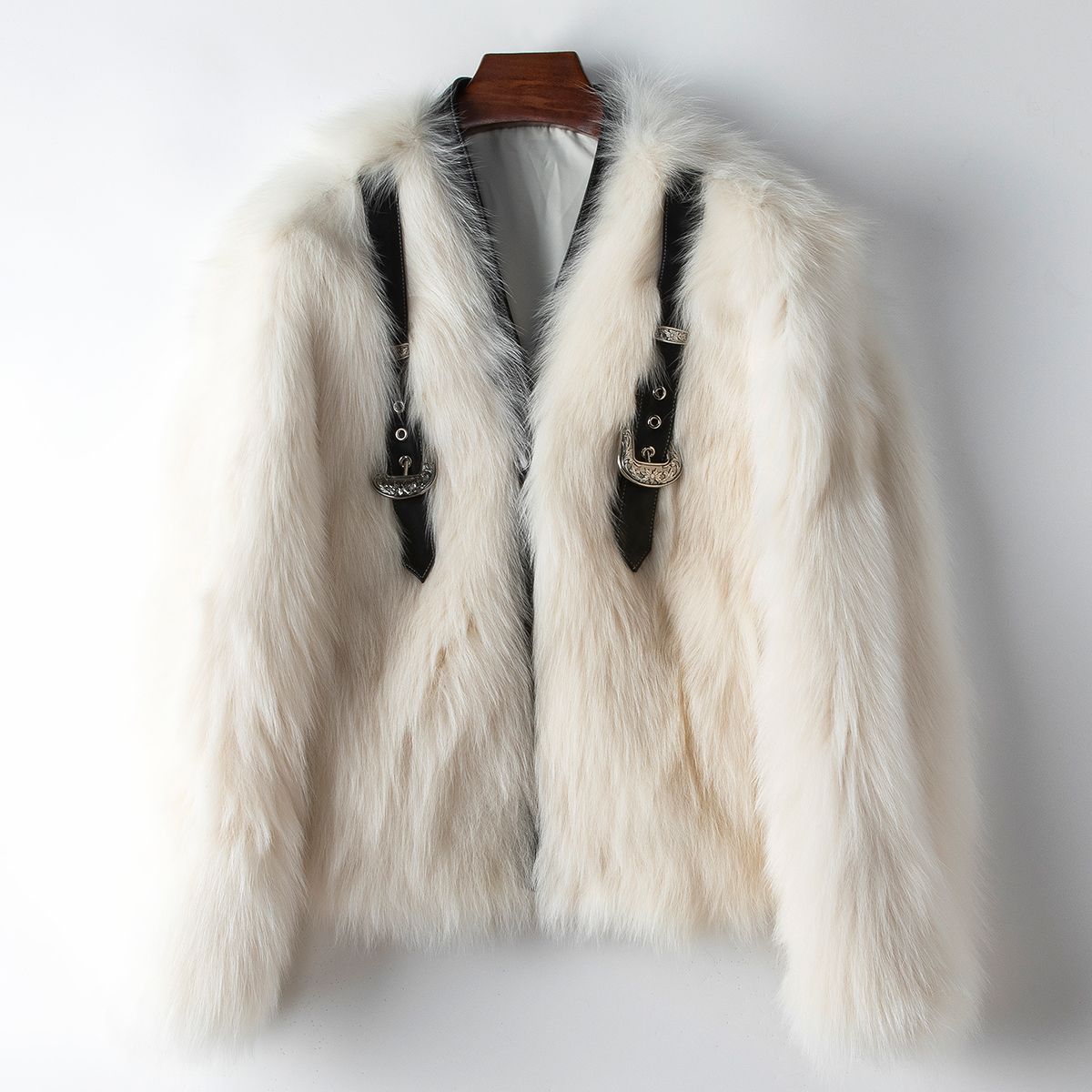 少量服饰海宁2024春季新款裘皮大衣经典v字领狐狸毛真皮草外套女