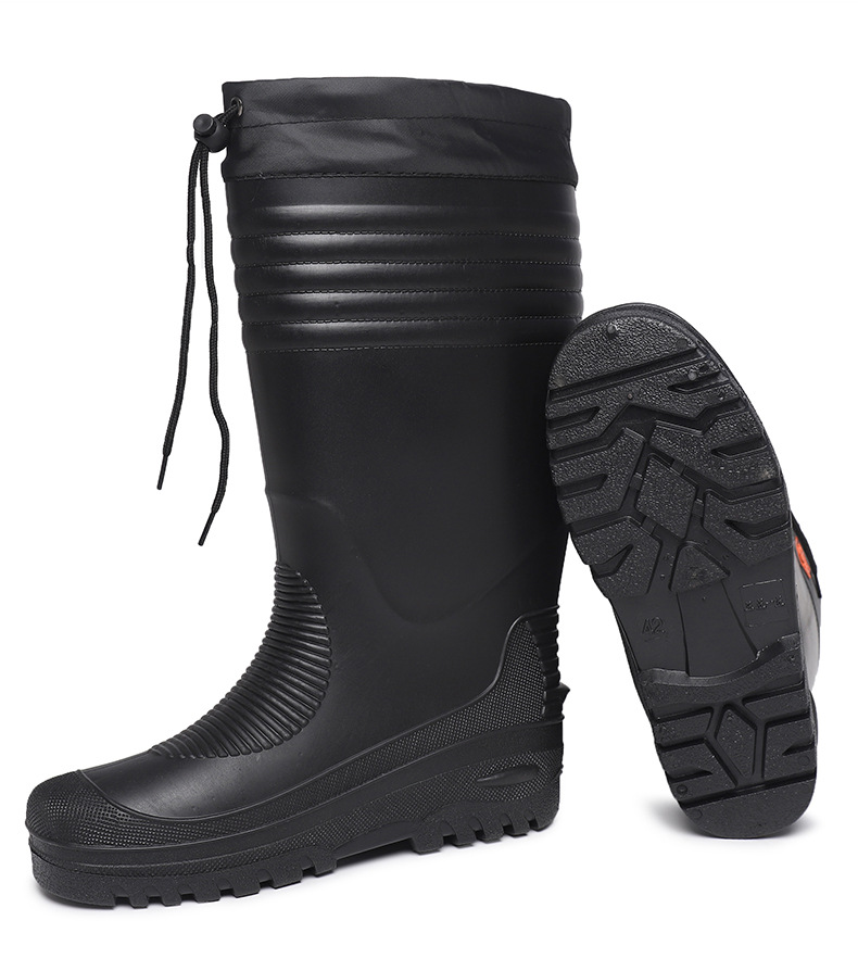 冬季雨靴男士高筒加绒水靴女士加厚保暖水鞋防水防滑耐磨雨鞋胶靴