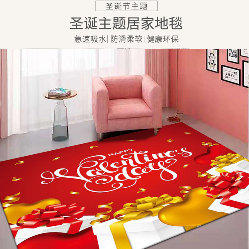 Cross-Border Wholesale Christmas Holiday Carpet Bathroom Toilet Absorbent Non-Slip Floor Mat Home Door Mat Living Room Bedroom Floor Mat