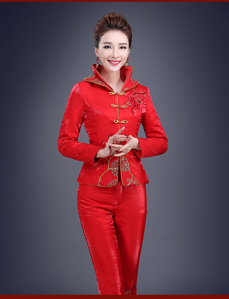 敬酒服新娘2021新款红色棉袄女结婚棉衣棉裤加厚保暖回门便装冬季