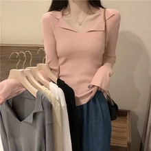 2025新款内搭针织衫女装修身显瘦长袖柔软设计感打底衫上衣毛衣女