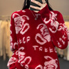new year Autumn and winter gules Cardigan T-shirts thickening Western style knitting Primer Zodiacal Year of the Rabbit new year sweater