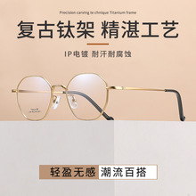 精工韩版小框眼镜架女超轻纯钛多边形2109复古小脸近视钛镜框批发
