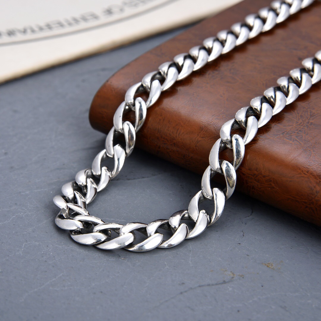 潮牌达人配饰s925纯银男女款船锚项链个性古巴链嘻哈蹦迪锁骨链女