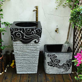 中式拖把池家用阳台户外庭院花园水泥洗水槽室外别墅院子墩布池