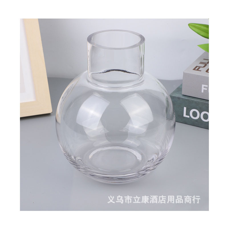 Factory Full Box Wholesale Big Belly Thick Ball Vase Transparent Glass Vase Home Hydroponic Flowers Dried Flower Decorative Ornament