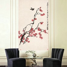 50399齐白石水墨画新中式客厅沙发背景墙装饰画餐厅茶室壁画