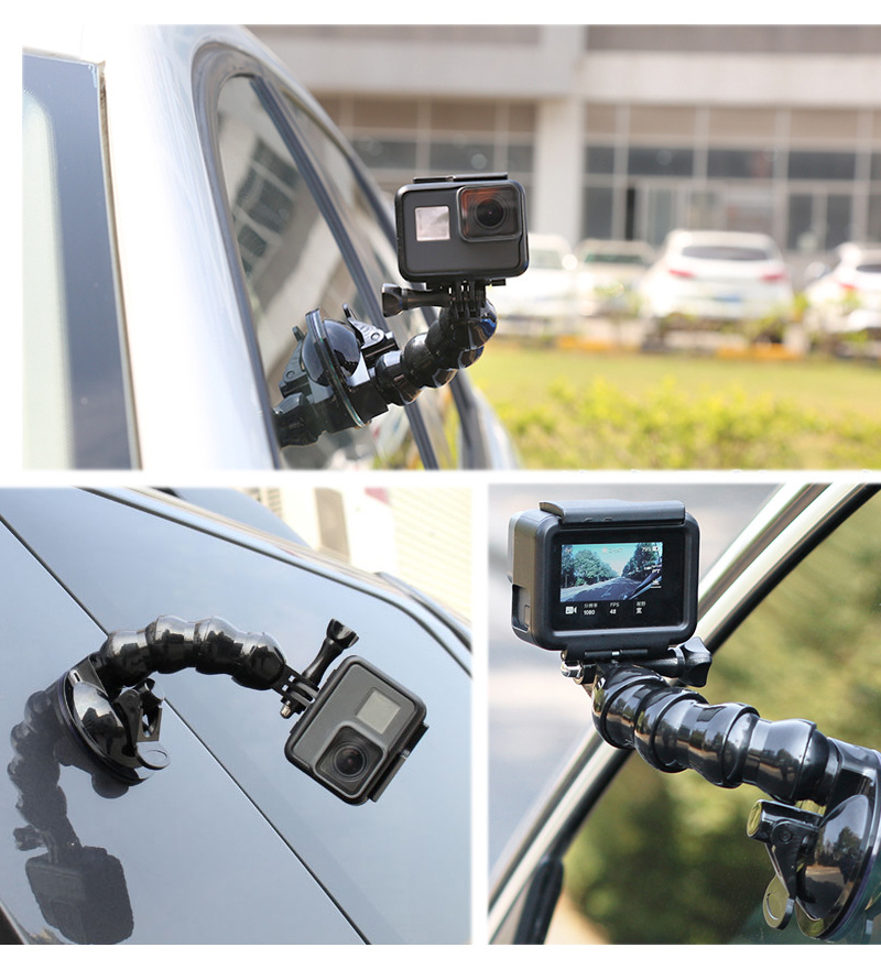 厂家直销车载手机万向蛇形吸盘支架 gopro运动相机车载吸盘支撑架