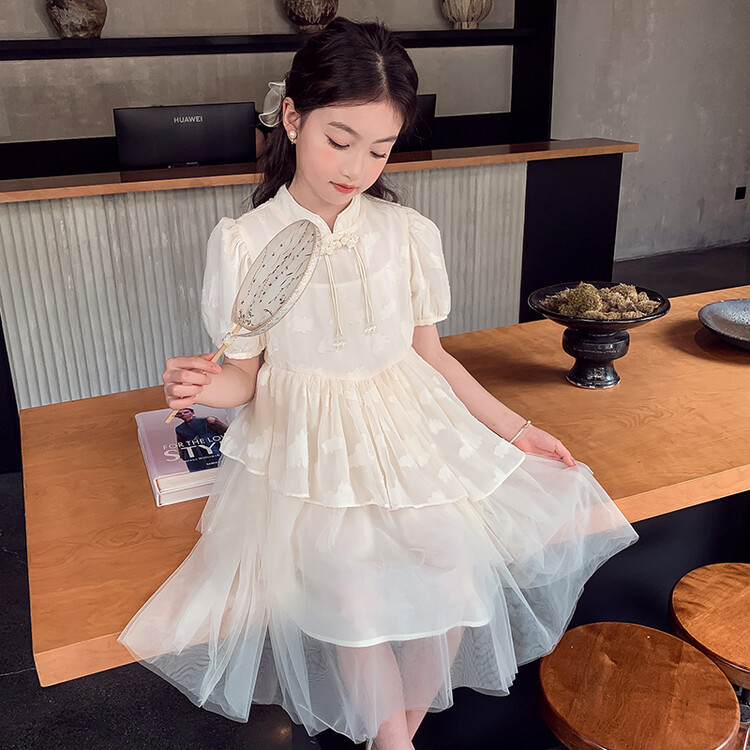 童装新中式纱裙女童中国风连衣裙公主裙夏天女大童裙外贸跨境代发