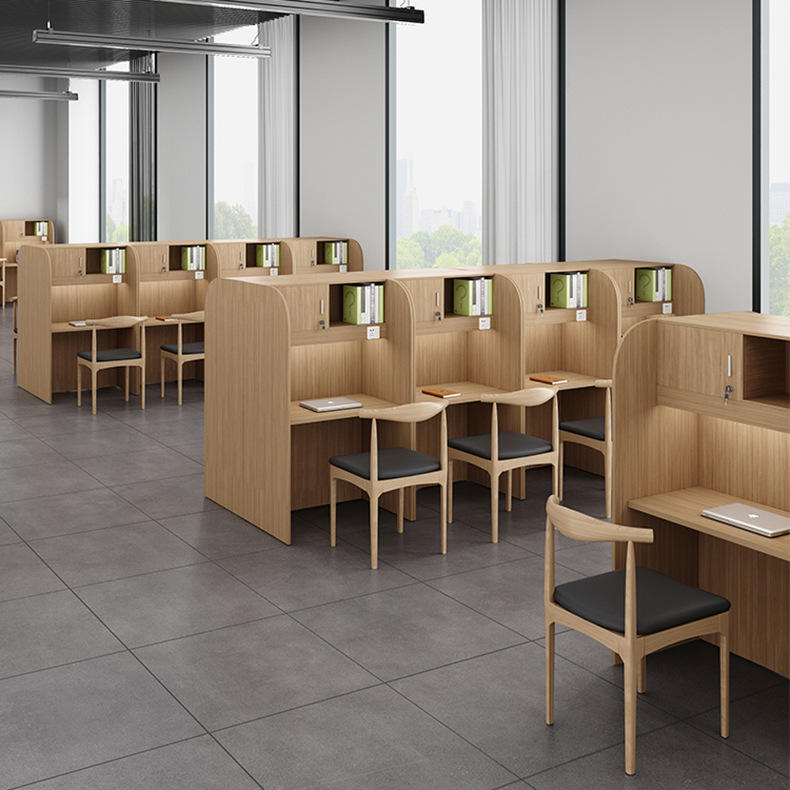 自习室封闭式学习课桌椅沉浸式隔断考研培训单人电脑靠墙窄书桌子