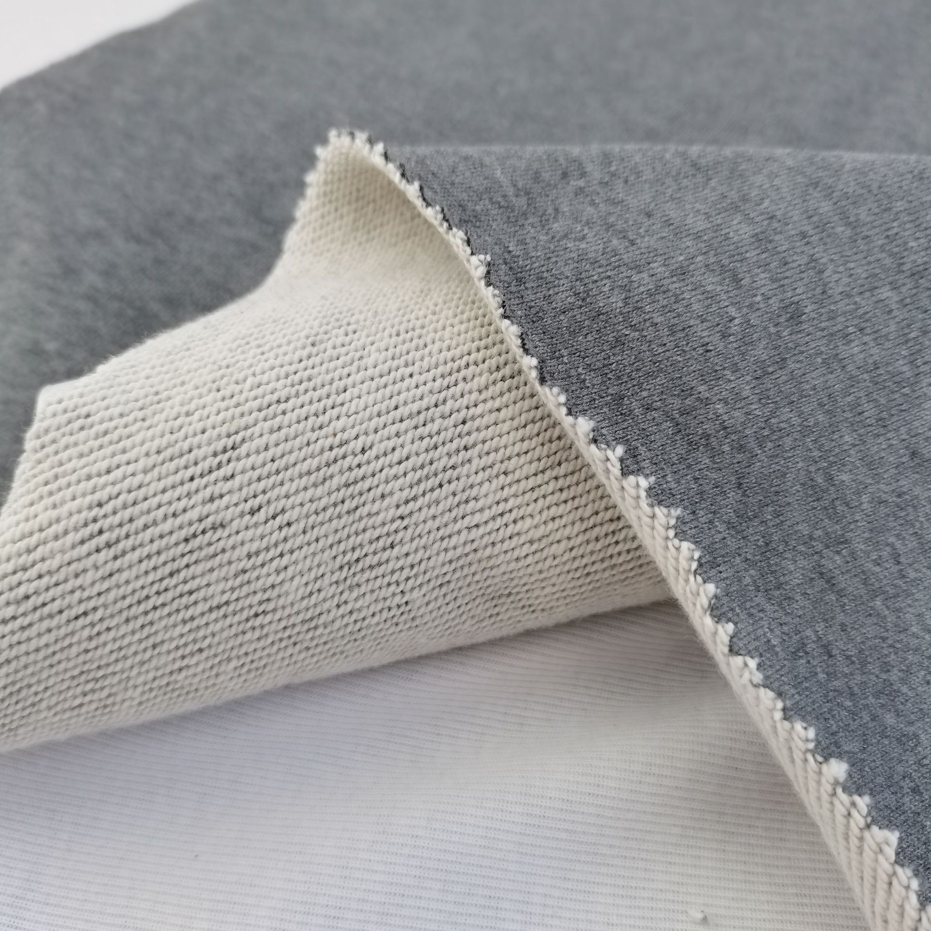 600克针织卫衣面料 日系重磅毛圈布 全棉针织鱼鳞布 柯桥工厂