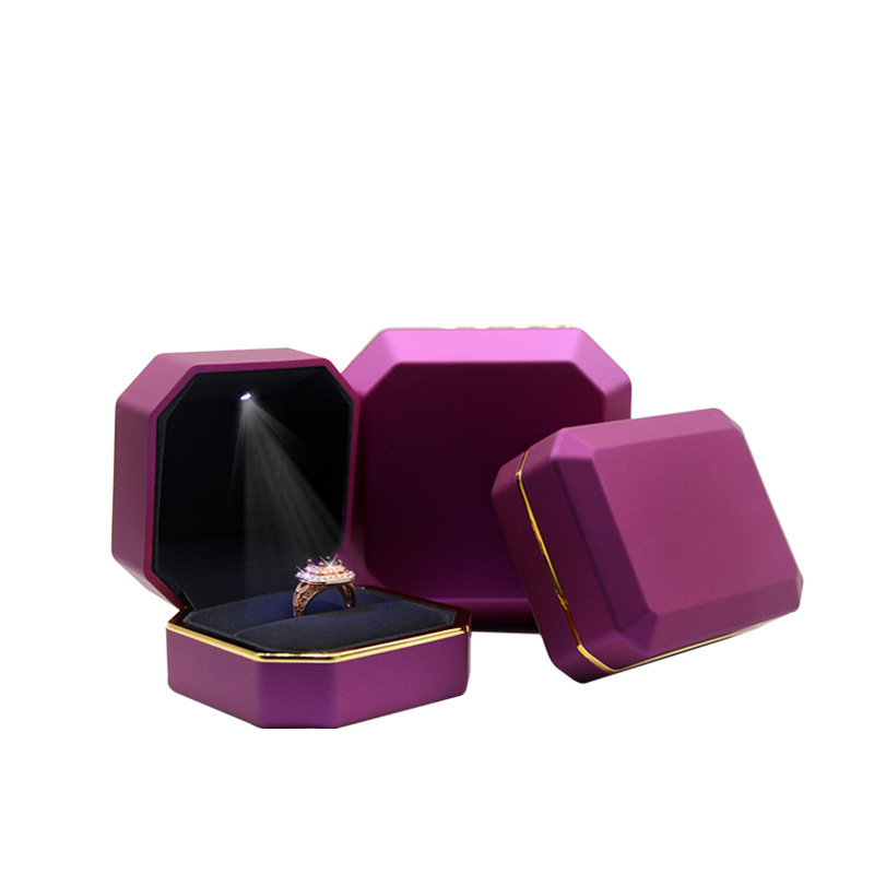 定制八角led灯发光珠宝首饰盒创意饰品戒指项链盒包装礼品吊坠盒