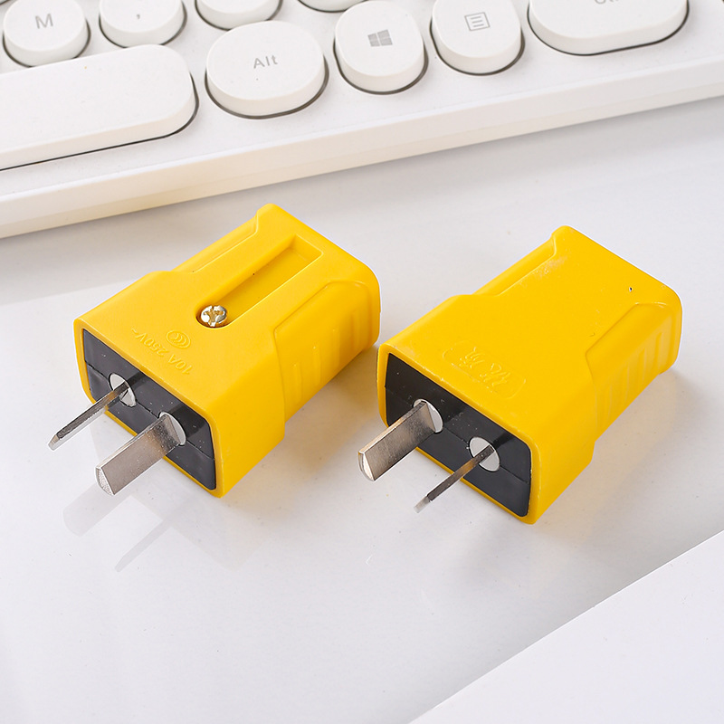 工程款大功率两极插头抗摔纯铜加厚10a二脚插头2相接线电源插头