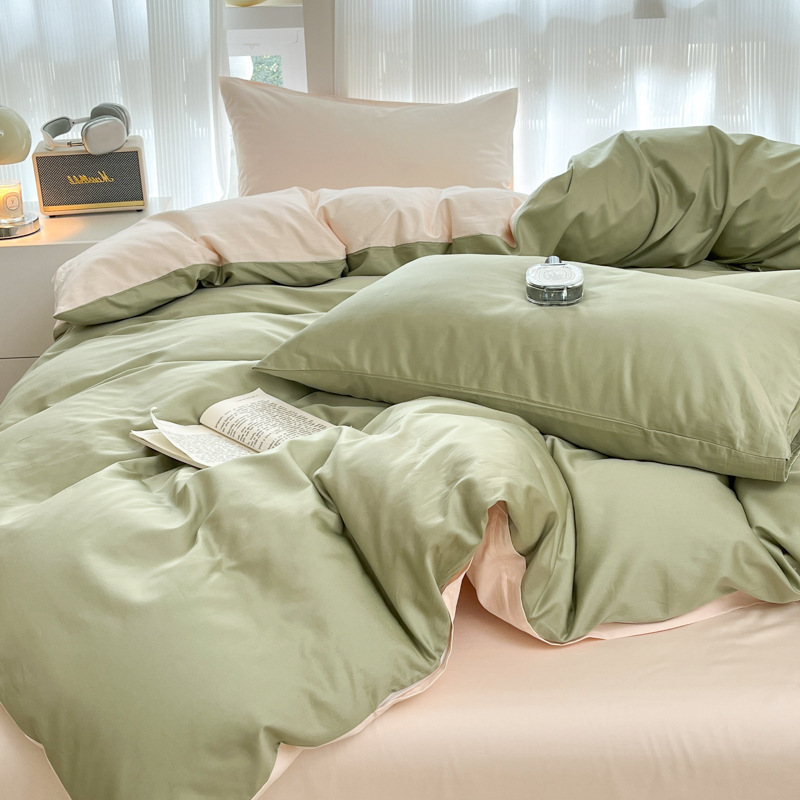 a类母婴级60支纯棉四件套ins风全棉床上四件套纯色春秋款