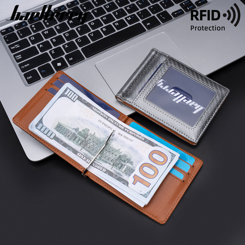 男士卡包 碳纤维商务两折RFID防磁皮夹卡套钱包美金包 手工 钱包