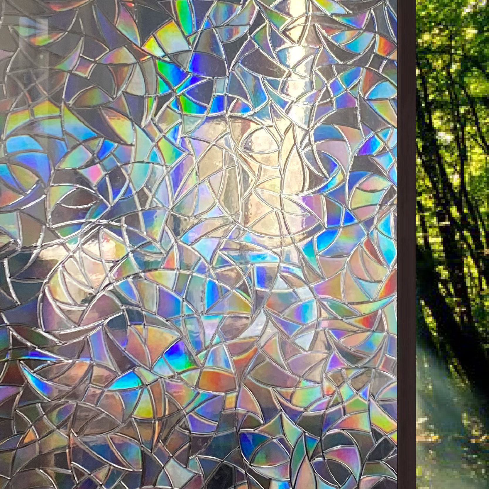 炫彩玻璃贴透光半透明办公室鳞片玻璃贴膜加厚窗户遮光贴纸月牙款