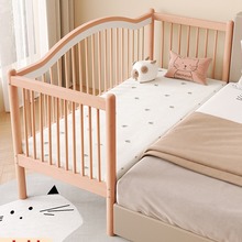 全榉木高围栏儿童拼接床可升降护栏实木边床加宽平接床宝宝婴儿床