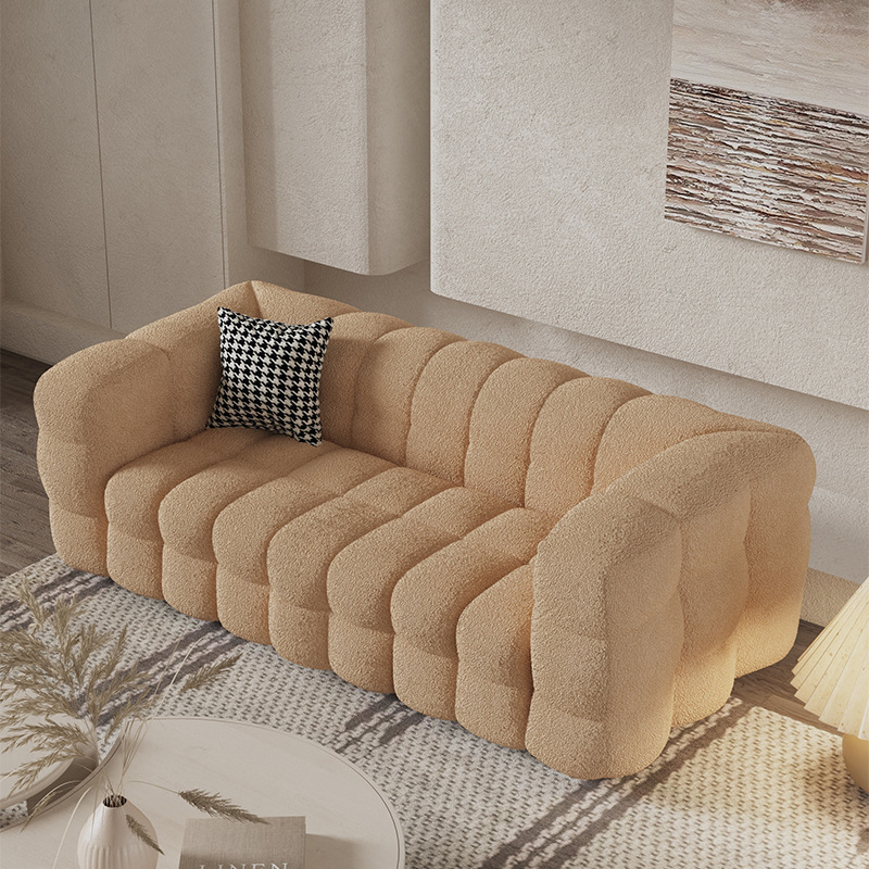 北欧现代简约客厅奶油风网红沙发小户型棉花糖云朵羊羔绒布艺沙发