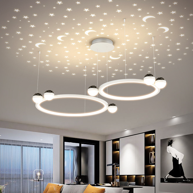 客厅吊灯现代简约大气极简餐厅大厅灯北欧星星款创意圆环led灯具